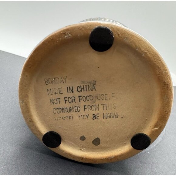 Vintage Rare Bombay Company Glazed Pottery 2 faced 6 1/4" Canister Jar - Picture 5 of 7